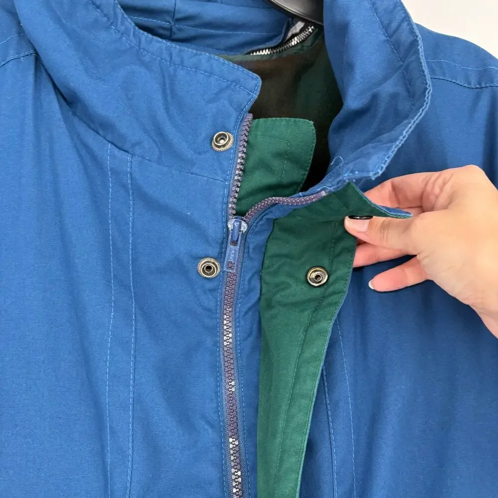 Vintage Mens London Fog Towne Blue Full Zip Lined Ski Puffer Coat Size XL‎